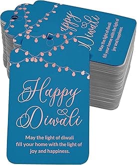 Real Rose Gold Foil Happy Diwali Tags Favor Hang Paper Tags 100 Pieces