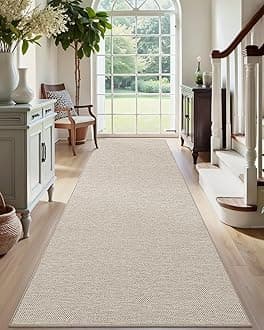 DEXI Hallway Runner Rug 2'x7', Non Slip Rubber Backed Runners Carpet, Ultra Thin Entryway Rugs Indoor for Kitchen Hallway Entrance Bedroom, Beige