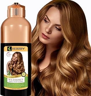 HERBBY Hair Color Shampoo for Gray Hair Coverage&Color Transform with 9 Herbal Extracts –Long Lasting(6-8 Weeks),Shiny,Evenly Colored,Instant Hair Dye Shampoo&Conditioner, 500 Ml (WILD HONEY COLOR)