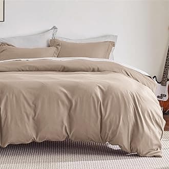 Bedsure Duvet Cover Queen Size - Soft Double Brushed Bedding Set for Kids & Adults, Zipper Closure, 3 Pieces, Includes 1 Duvet Cover (90"x90") & 2 Pillow Shams, NO Comforter, Khaki