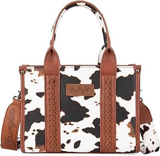 Cow Print Tote Bag for Women Western Top Handle Handbag with Guitar Strap