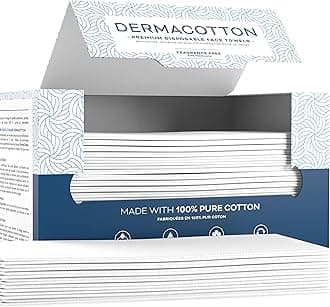 80 Disposable Cotton Towels - Hypoallergenic for Face Wash and Makeup Removal, 100% Biodegradable, Super Soft Face Wipes, Sensitive Skin, Facial Cloths