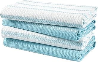 – LANE LINEN Kitchen Towels Set - Pack of 4 Cotton Dish Towels for Drying Dishes, 18”x 28”, Kitchen Hand Towels, Absorbent Tea, Dish Towels, Quick Drying Towel Set - Aqua