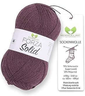 MeriWoolArt® Sock Wool 4-Ply - 100 g Merino Wool Yarn for Knitting & Crocheting, 75% Virgin Wool (Superwash), 25% Polyamide, 420 m - Ideal for Socks for Men and Women, Sweaters & Cardigans 4624