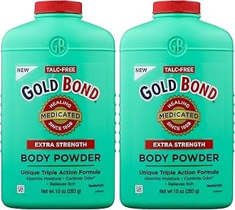 Gold Bond Medicated Talc-Free Extra Strength Body Powder | 10 oz | Cooling | Itch Relief | Pack of 2