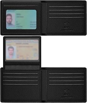 100% Genuine Leather Wallet for Men with Gift Box - Handmade Bifold Stylish - RFID Wallet for Men with 2 ID Windows, Craze Horse Black, 4.5 x 3.5, Simple Large Capacity Casual Classic