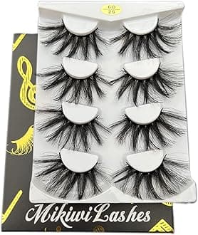 Mikiwi 25mm Lashes, Dramatic 6D Faux Mink Lashes, Fluffy Volume Eyelashes, Thick Fluffy Mink Lashes, Long Faux 25mm Mink Eyelashes (6D26/25MM)