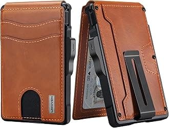 Wallet for Men - with Money Clip Slim Leather Slots Credit Card Holder RFID Blocking Bifold Minimalist Wallet (Top Layer Leather-Sienna Brown)