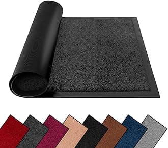 Washable Dirt Trapper Door Mats Indoor & Outdoor, Heavy Duty Non Slip Doormats, Rubber Backed Floor Mat, Super Absorbent Front Door Mat, Entrance Rug (Anthracite-Plain, 60cm x 120cm)