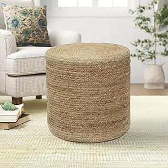THE HOME TALK Ottoman Pouf | Hand-Braided |100% Jute | Large Funiture Pouf | Footrest, Bean Bag, Floor Chair | Great for The Living Room, Bedroom & Kid?s Room | 18 x 18x 16 Inch | Natural