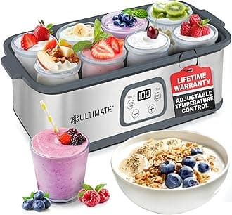 Ultimate Probiotic Yogurt Maker - Make Billions of Live Probiotics with Adjustable Temperature and Time Control - Get Better Gut Health - Lifetime Warranty - Perfect Kitchen Gift