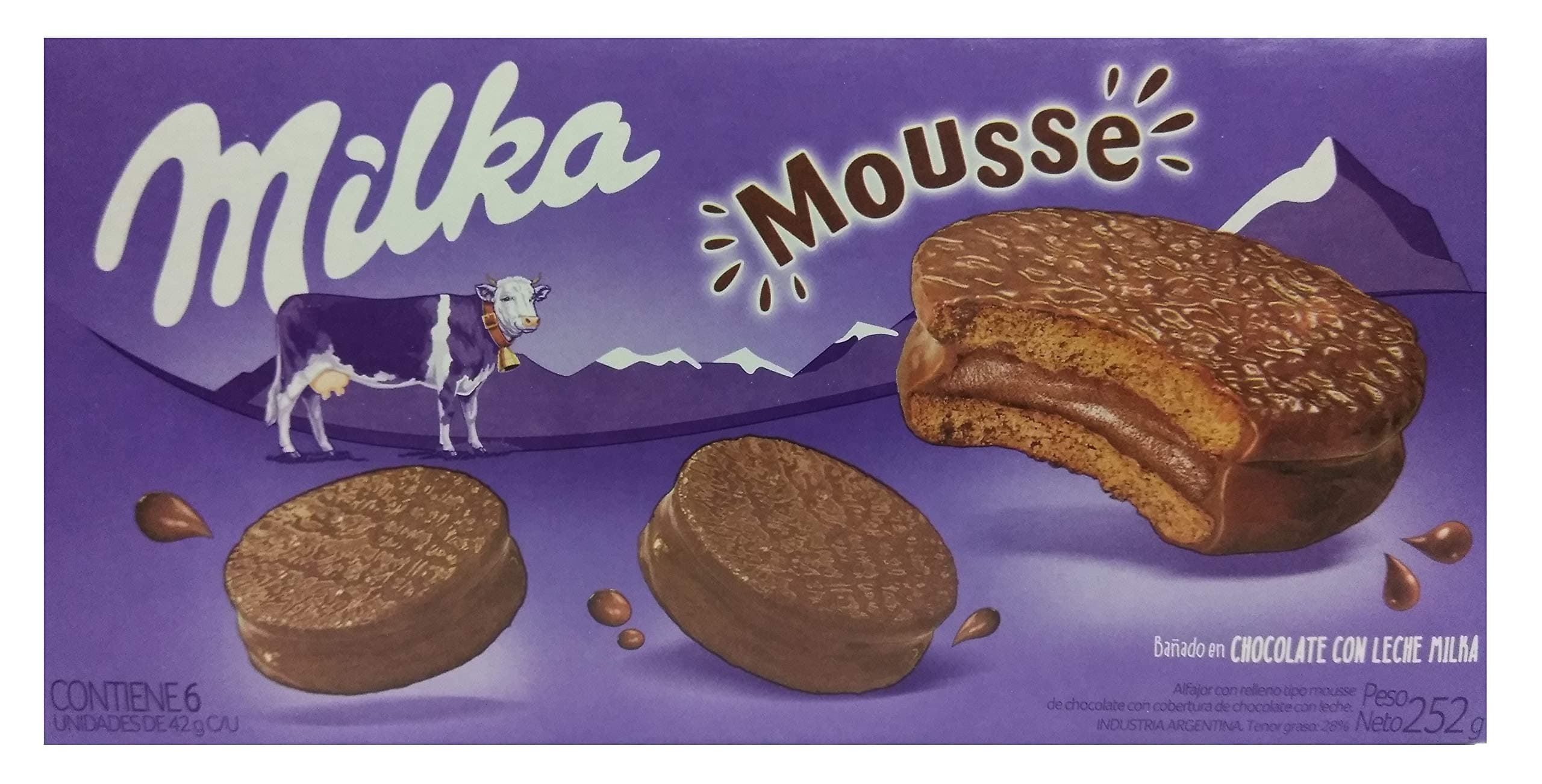 MILKA Alfajor Mousse x 6 units 252 grs. / 8.88 oz.