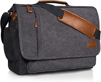 EstarerMens 15-15.6 inch Laptop Bag Computer Messenger Satchel Briefcase Work Shoulder Bag Grey