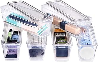 Best Kept 6 Bin Pack, Long Home Organizer Storage Boxes with Lids, Translucent Clear