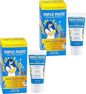 Triple Paste Diaper Rash Cream for Baby, 3 Oz (Pack of 2), Zinc Oxide Ointment Treats, Soothes & Prevents Diaper Rash, Pediatrician-Recommended & Hypoallergenic, Baby Essentials for Daily & Overnight