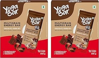 Yogabar Multigrain Energy Bars - Chocolate Chunk 20 Bars - Daily Protein Snack, High Energy & Nutrition Bars - with 8g Protein & 7g Fibre - No Preservatives - Pack of 2, 10 Bars each
