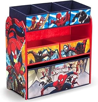 Delta Children Spider-Man Multi-Bin Toy Organiser, Plastic, Red and Blue