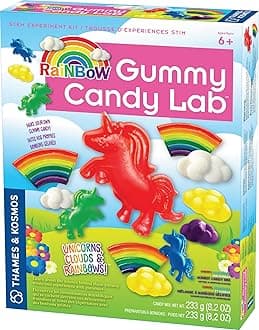 Thames & Kosmos Rainbow Gummy Candy Lab - 2L (EN/FR) Unicorns, Clouds & Rainbows! Sweet Science STEM Experiment Kit, Make Your Own Gummy Candies in Cool Shapes & Colors