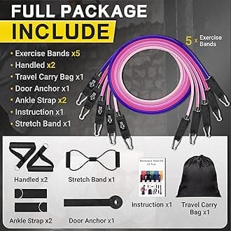 Resistance Bands, Resistance Band Set, Workout Bands, Exercise Bands for Men and Women, Exercise Bands with Door Anchor, Handles, Legs Ankle Straps for Muscle Training, Physical Therapy, Shape Body