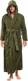 Mens Robe with Hood, Plush Fleece Hooded Mens Bathrobe, Big and Tall Bath Robe for Men