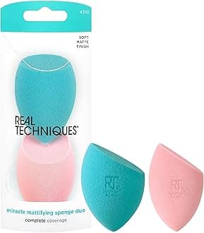 Miracle Mattifying Makeup Sponge Duo, Matte Finish, Cloud Skin, Full Coverage Foundation & Powder Makeup Blending Sponges for Oily Skin, Cruelty & Latex-Free Foam, 2 Count