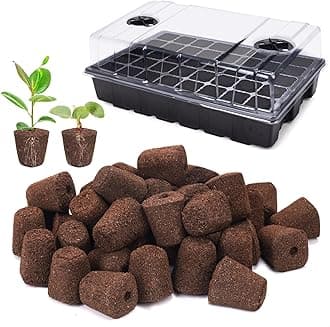 40 Pcs Seed Starter Plugs with Tray, Replacement Grow Sponges Plant Plugs, Great for Soil, Tray or Planting Pods, Promotes Herbs, Vegetables and Flowers Growth