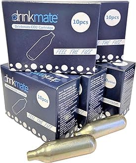 DrinkMate 8g CO2 Soda Chargers - 50 pack, Silver, Standard