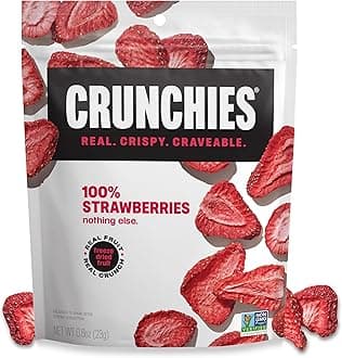 Crunchies Freeze-Dried Fruits, 100% All Natural Crispy Fruit, Non GMO and Kosher, Resealable Freeze Dried Fruit Snack Packs, Pack of 6 (Strawberries)