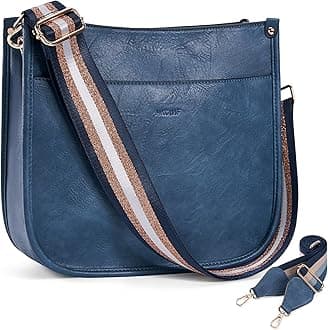 Crossbody Bags for Women Trendy Vegan Leather Hobo Handbags With 2PCS Adjustable Guitar Strap Shoulder Bucket Bags