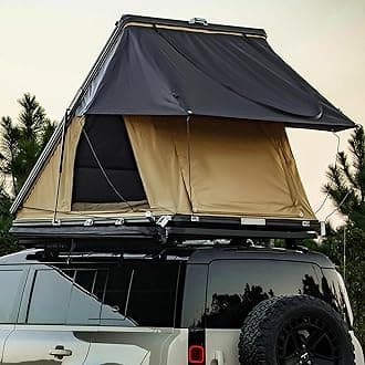 Rooftop Tent, Hardshell Roof Top for 2-4 Person, with Aluminum Telescopic Ladder, LED Strip Light