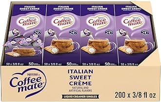 Nestle Coffee mate Creamer, Italian Sweet Crème, Liquid Creamer Singles, Non Dairy, No Refrigeration, Box of 50 Singles (Pack of 4)