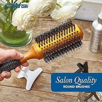 Large Round Blow Dry Brush - Boar Bristle, Thermal Ceramic Barrel, Professional Anti-Static Roller Hair Brush for Styling and Blow Drying – 20 Row, For Long Hair - By Cantor