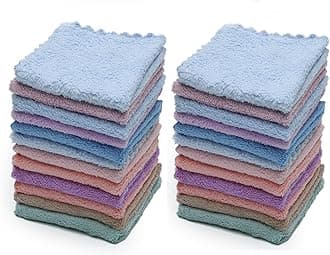 THE HOME TALK Face Towel Handkerchief for Kids | Solid Face Towel | Polyester Cotton | Super Soft | Birthday Gifting, Kanjak, School Going Kids (Pack of 24, Solid Design, 9 x 9 Inch)