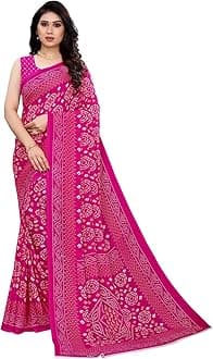 Women's Georgette Bandhani Printed Saree with Blouse
