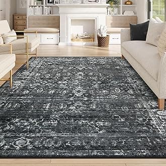 Lahome 8x10 Area Rugs for Living Room Washable Rugs 8x10 Black Large Rug Indoor Carpet, Vintage Distressed Rug Soft Non Slip Area Rug for Bedroom Dining Room Home Office(8 x 10, Black/Grey)