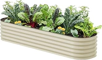 Aluzinc Raised Garden Bed Kits, 17" Tall 9 in 1 Modular Metal Raised Planter Bed for Vegetables Flowers Patio Ground Planter Box-Pearl White