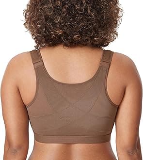 DELIMIRA Women's Full Coverage Front Closure Wire Free Back Support Posture Bra