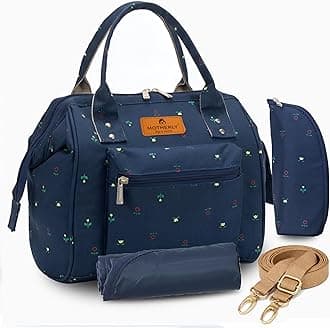 Motherly Nano Diaper Bag for Mothers for Travel – Combo Set with Accessories | Baby Bag for Mother Travel | Diaper Bag for Baby (Blue Flower)