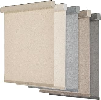 Persilux Light Filtering Roller Shades for Windows,Cordless,Linen Fabric,Roller Blinds,Thermal Insulated Fabric UV Protection Shades for Home,Office,Bedroom,Door,Light Filtering-Beige,36" W X 64" H