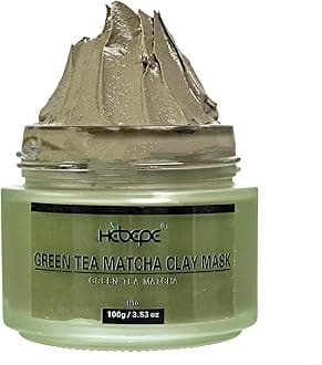 Green Tea Matcha Facial Detox Clay Mask with Mineral Oil, Wash Off Until Dry, Deep Cleaning, Hydrating, Detoxing, and Relaxing, Pore, and Blackhead Mask