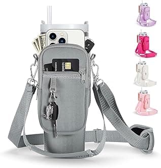 linmaya Water Bottle Carrier Bag for Stanley Cup 40/30oz with Phone Holder Pockets,Neoprene Water Bottle Cross-body Bag with Adjustable Shoulder & Hand Strap Stanley Cup Accessories