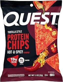 Nutrition Tortilla Style Protein Chips, Hot & Spicy, 19g of Protein, 4g Net Carbs, Gluten Free, 1.1 Ounce (Pack of 12)