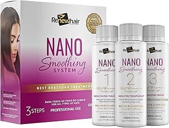 NANO Smoothing System Hair Straightening Brazilian Treatment Hair Straightening ,Smooths, Strengthens, Softens Formaldhendy Free Keratin Smooth Renew , Vegan 3x 120ml