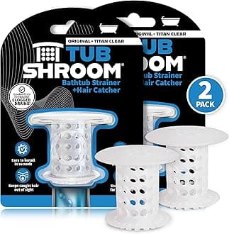 TubShroom Bathtub Drain Hair Catcher – In-Drain Tub Strainer & Clog Prevention Protector, Fits Standard 1.4”–1.75” Tub Drains, Easy Clean, Captures Human & Pet Hair out of Sight (Clear)