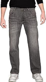 Level 7 Men's Relaxed Bootcut & Relaxed Straight Leg Denim Distressed Jeans with Zipper Pocket