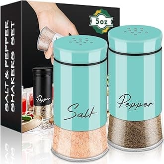 Teal Salt and Pepper Shakers Set,5 oz Turquoise Kitchen Decor and Accessories Farmhouse Gadgets Table Housewarming Gift Christmas Decor Refillable Design (Teal)