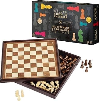 Spin Master Games Legacy Deluxe Chess & Checkers Set, Classic Two Player Includes Folding Board with Solid Wood Playing Pieces, for Kids and Adults Ages 8 and up