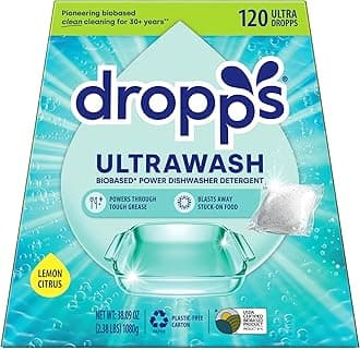 UltraWash Dishwasher Pods, Lemon Citrus (120 Count) - Biobased Power Deep Clean Dishwasher Detergent Tablets for Sparkling Shiny Dishes - No Rinse Aid or Pre-Wash Needed - Dishwashing Pods