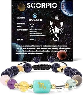 GolbalJew Zodiac Bracelets for Women 12 Constellations Healing Crystal Stone Beads Bracelet Birthday Zodiac Gifts Horoscope Spiritual Bracelet