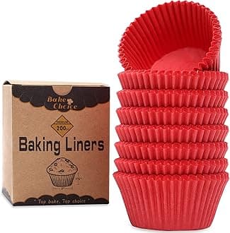 200pcs Standard Red Cupcake Liners for Baking,Food-Grade Cupcake Wrappers, greaseproof Parchment Muffin Liners Christmas Cupcake Liners for Christmas Decorations